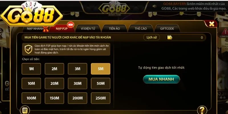 Nạp Tiền Go88 Nhanh Chóng Với Các Phương Thức Phổ Biến 2 go88 Các hình thức nạp tiền Go88 hiện có ở cổng game