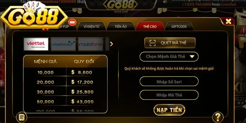 Nạp Tiền Go88 Nhanh Chóng Với Các Phương Thức Phổ Biến 4 go88 Một số các lưu ý mà hội viên không thể bỏ qua