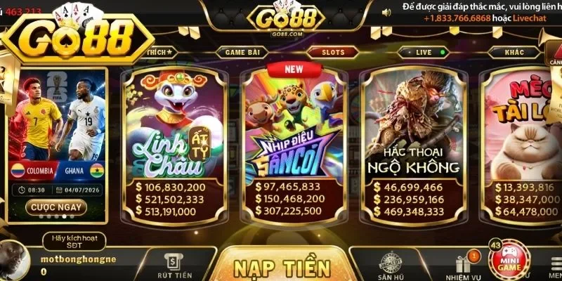 Sảnh nổ hũ Go88 được nhiều người dùng đánh giá tốt